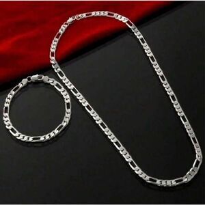 Silver Chain Bracelet and Necklace Set